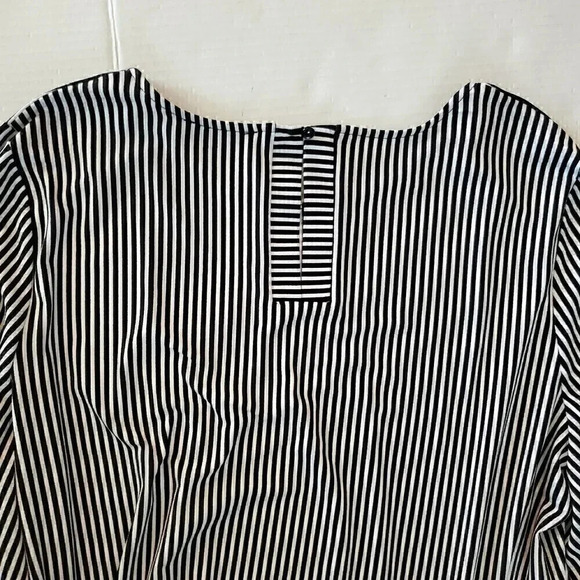 Women's ADRIANNA PAPELL Black White Striped SZ XL Extra Large Balloon Minimalist - Picture 7 of 8